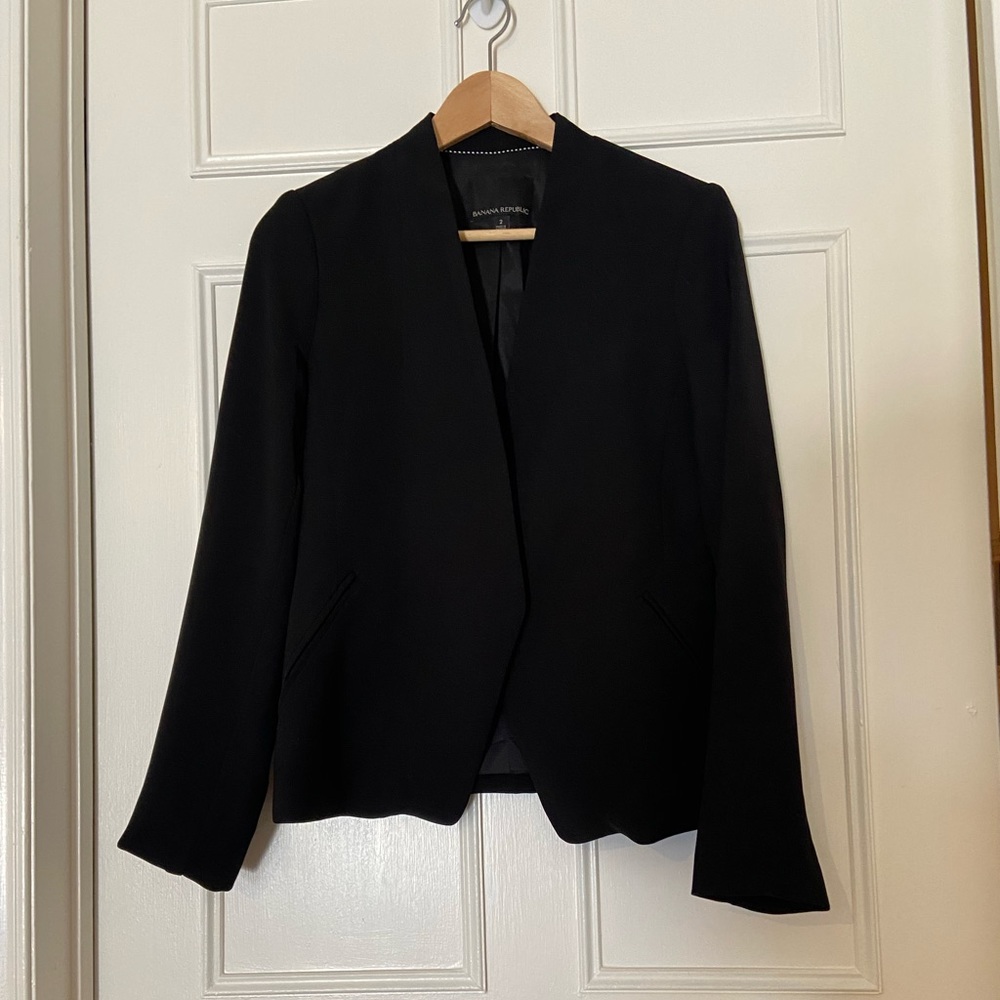 Banana Republic Black Lapelless Blazer